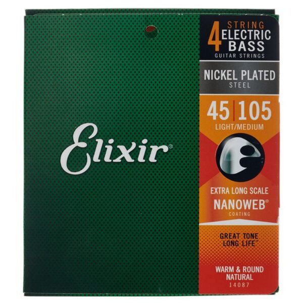 Elixir 14077 Medium 045-105 Žice za bas gitaru Nickel Plated Steel